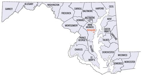 Detailed Map Of Maryland Counties