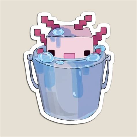 Cute Axolotl Bucket Minecraft Concept Art Magnet By Panda Monium