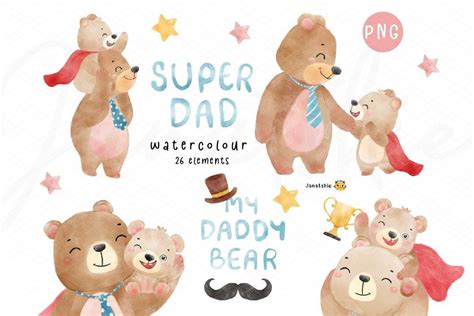 Dad Watercolor Clipart Fathers Day Png Graphic By Janatshie