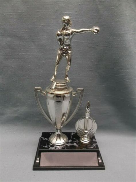 Boxer Trophy Silver Cup Wide Black Base Award Ebay