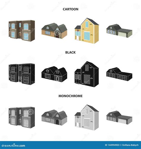 Isolated Object Of Facade And Housing Symbol Collection Of Facade And