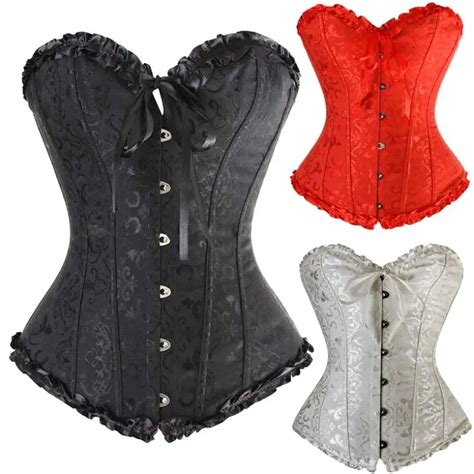 sexy women satin boned lace up corsets plus size waist training corset body shapewear bustier