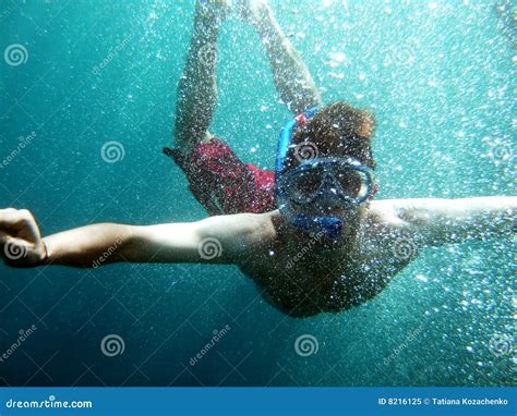 Dive With A Lot Of Bubbles Stock Image Image Of Blue 8216125