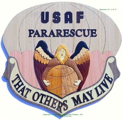 Air Force Pararescue Pj Emblem Wooden Plaque