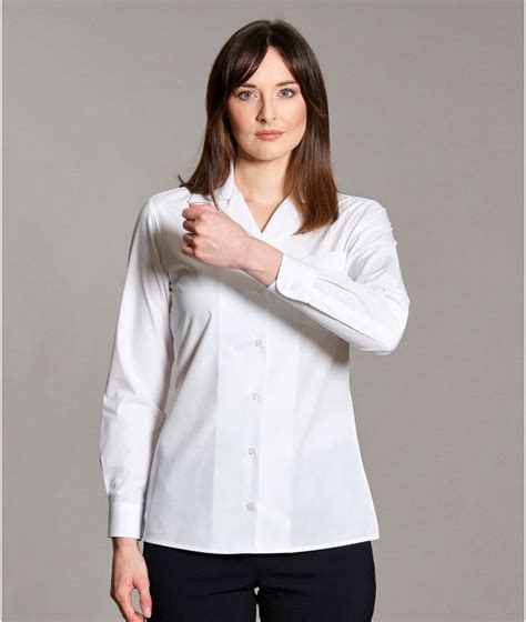 Disley White Ladies Revere Collar Long Sleeve Blouse Blouses From