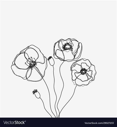 Abstract Outline Flowers On White Royalty Free Vector Image
