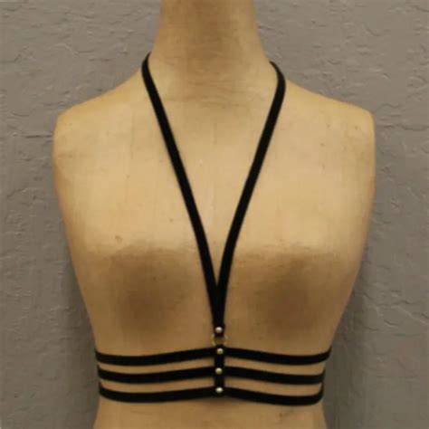 2017 new fashion elastic goth garterbelt v style bust bondage bra rave wear binding women cage