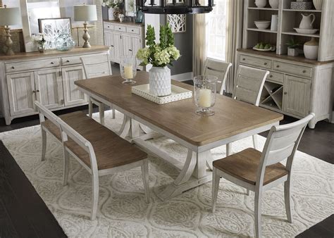 4.4 out of 5 stars. Farmhouse Reimagined Antique White Extendable Trestle Dining Table - 1StopBedrooms.