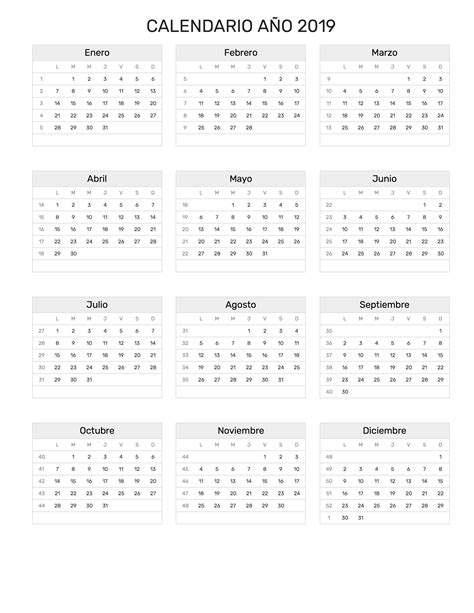 Calendario 2019 Para Imprimir Pdf