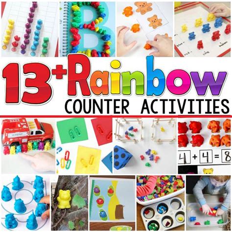 Counting More or Less with Farm Animal Rainbow Counters | Stir The Wonder