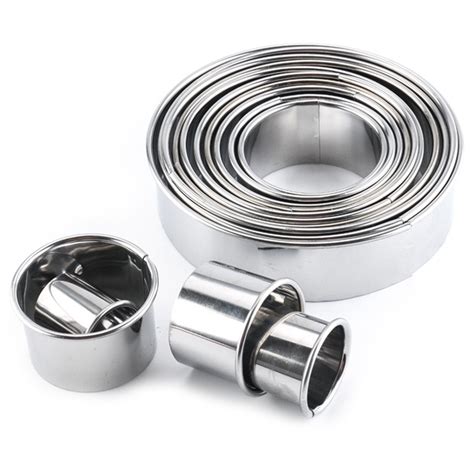 14pcs Stainless Steel Round Pastry Mold Cutter Cake Mould Cookie Biscuit Circle Kits Doughnut