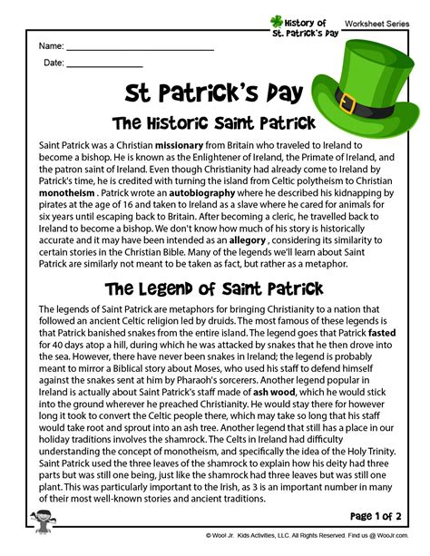 Printable Story Of St Patrick