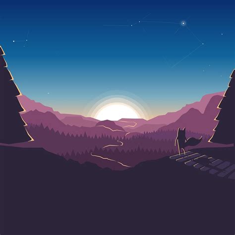 2932x2932 Sunrise In Forest Landscape Illustrate Ipad Pro Retina