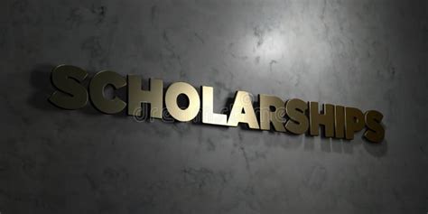 Scholarships Gold Text On Black Background 3d Rendered Royalty Free