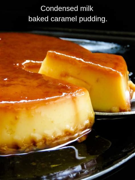 After you have punched holes into the made cake, pour half the milk mixture into the cake. condensed milk baked caramel pudding. | ISLAND SMILE ...
