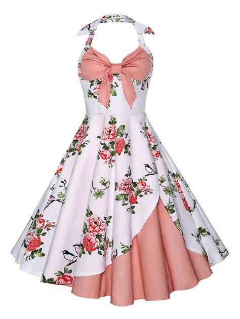 Just 2519 Buy Vintage Halter Floral Print Dress Online Shopping At