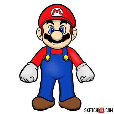 Super mario is a very famous game all around the world. How to draw Mario from Super Mario games - SketchOk - step ...