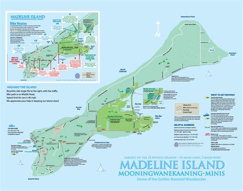 Biking Map Of Madeline Island Referred To As Moningwunakauning Or Home