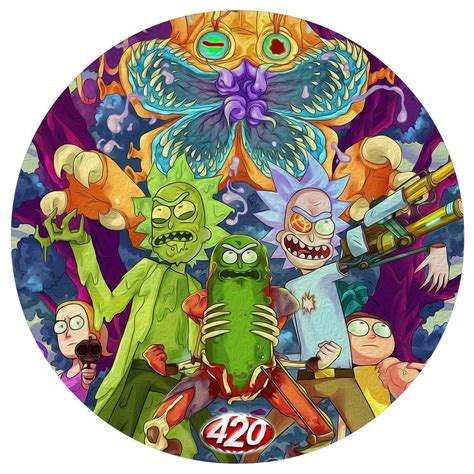 Trippy Rick And Morty Cartoon Dab Mat 420 Factories