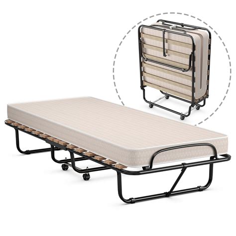 Gymax Folding Bed Rollaway Extra Guest W Memory Foam Mattress Made In Italy