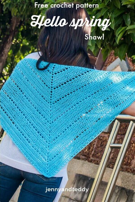 Hello Spring Shawl Crochet Triangle Scarf Free Pattern Beginner