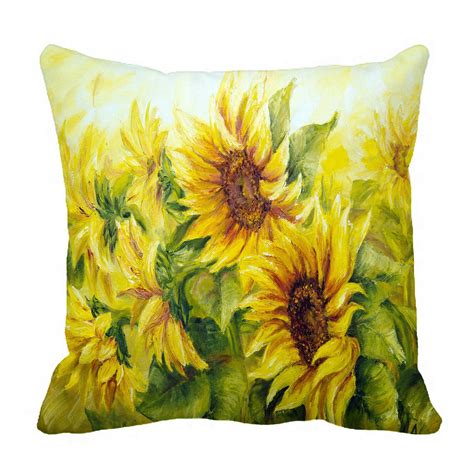 Phfzk Oil Painting Pillow Case Sunny Nature Art Sunflower Sunflowers