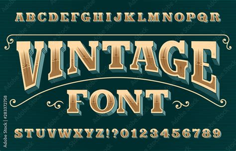 Vintage 3d Alphabet Font Ornate Retro Letters And Numbers Vector
