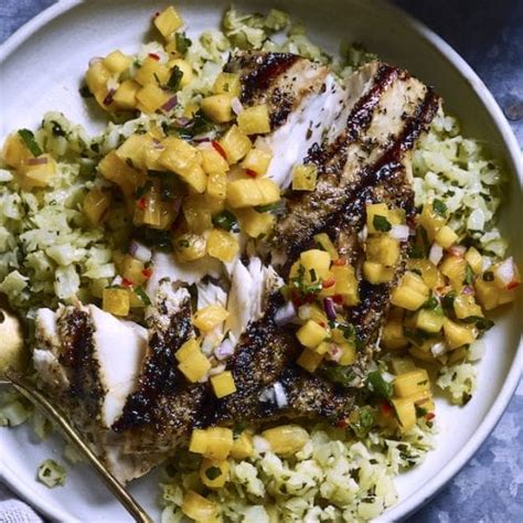 Grilled Fish Cauliflower Rice Bowl Whats Gaby Cooking