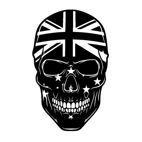 Skull Head And Australian Flag Skin Black And White Svg Vector File For