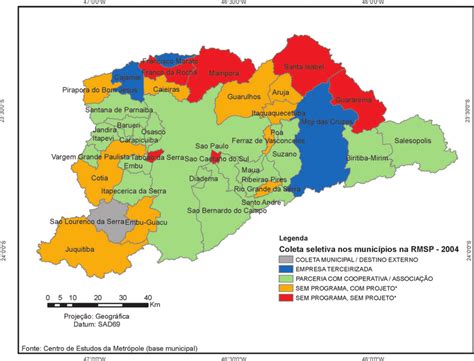 Mapa da RMSP com modalidade de coleta seletiva por município Download Scientific Diagram