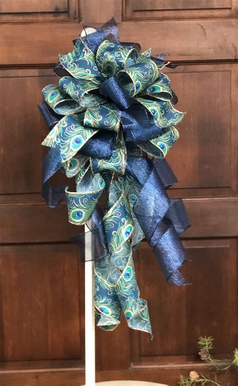 Peacock Tree Topper Bow Christmas Bow For Mailbox Tree Etsy