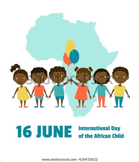 International Day African Child16 Juneafrican Children เวกเตอร์สต็อก