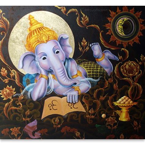 Original Ganesha Mural Painting For Sale L Royal Thai Art