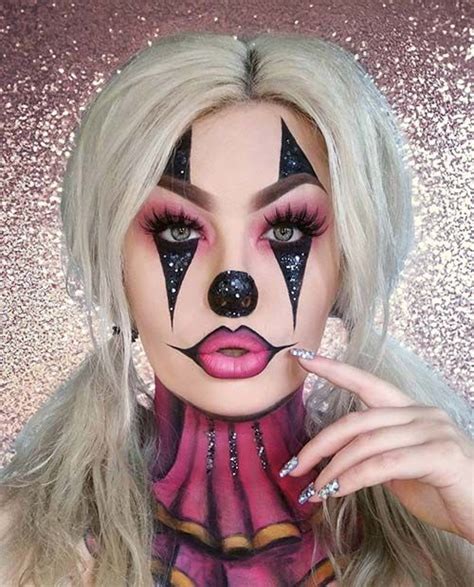 Glam Circus Clown Halloween Makeup And Costume Idea Maquillage