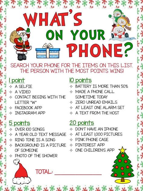 Includes unique ideas like a virtual card exchange and mystery holiday theatre 3000. What's On Your Phone Christmas Theme Game | Etsy | Work ...