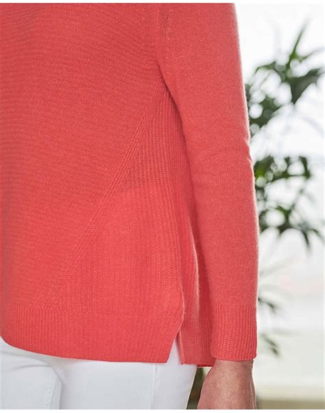 Heather Coral Organic Cashmere Soft Textured Sweater Pure Collection