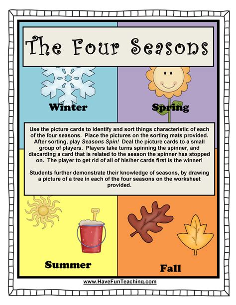 Seasons Lesson For Kindergarten