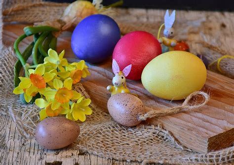 Five Assorted Color Eater Eggs Table Egg Easter Easter Eggs