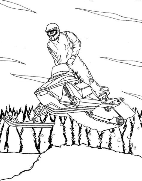 This coloring page belongs to these categories: A Cool Winter Snowmobile on Action Coloring Page: A Cool ...