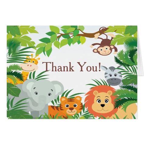 Modern Jungle Safari Baby Shower Thank You Card Zazzle