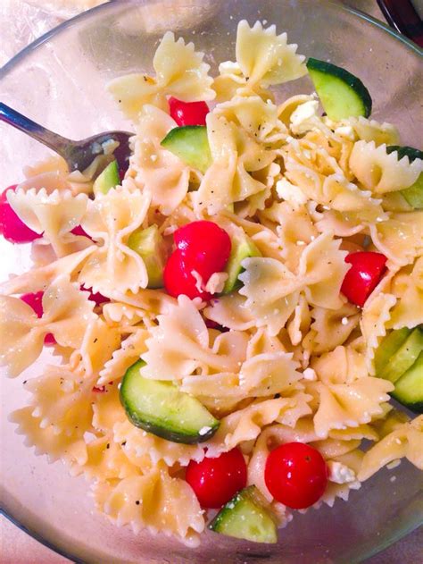 Pasta Salad Bow Tie Pasta Baby Tomatoes Cucumber Pepper