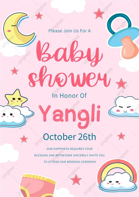 Linda Carta De Invitación Creativa Para Baby Shower De Niña Descarga