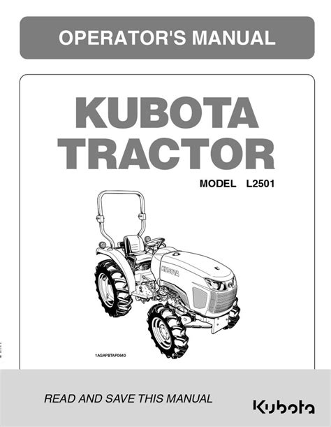 Kubota L2501 Operators Manual