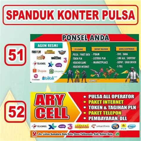 Jual Spanduk Konter Pulsa Cell Cellular Seluler Banner Shopee Indonesia