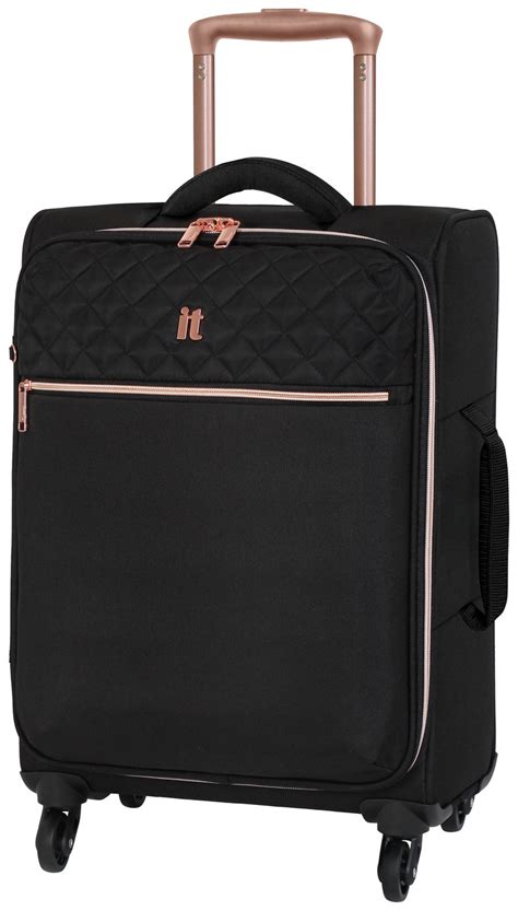 It Luggage Expandable 4 Wheel Soft Cabin Suitcase Black 8146296
