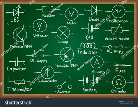 Illustration Electrical Circuit Symbols Drawn On Stock Vector 120055144