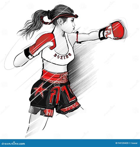 Thai Boxing Woman Fighting Stock Vector Illustration Of Girl Person
