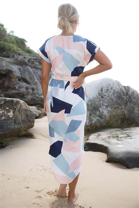 mrs roper dress white navy coral print chic pencil dress midi dress casual geometric print