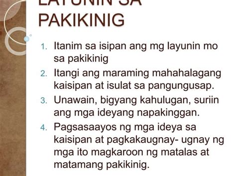 Layunin Sa Pakikinig