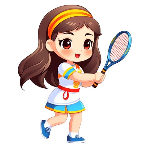 Cute Girl Playing Tennis Clipart Illustration Ai Generative 27687586 Png